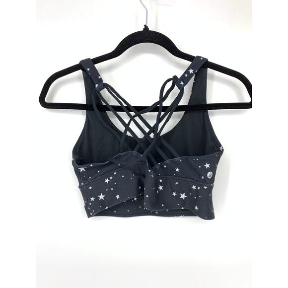 Wildfox Sports Bra Sweat Women's Size M Scattered Star Print Running Black - Picture 4 of 5
